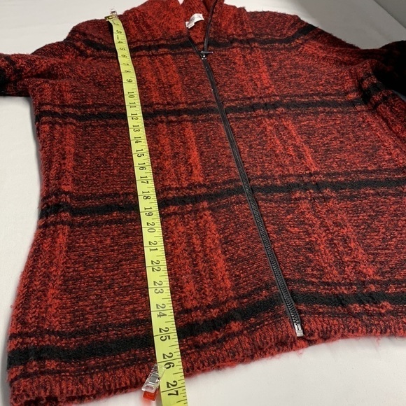 Northern Reflections Plaid Sweater Full Zipper Size Large Red and Black - Picture 10 of 10